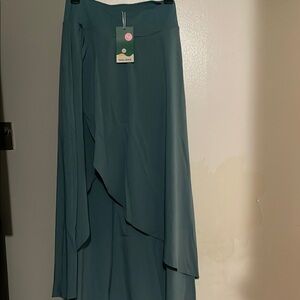 HALARA Green Maxi Skirt Asymmetrical A-Line Resort Wear